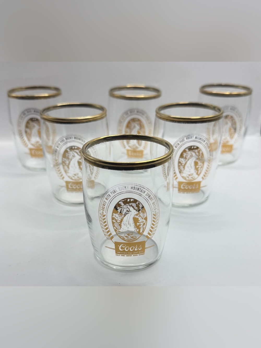 Set of 6 Vintage 1960’s Coors Beer Tasting / Flight Glasses